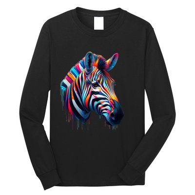 Colorful Zebra Dripping Long Sleeve Shirt