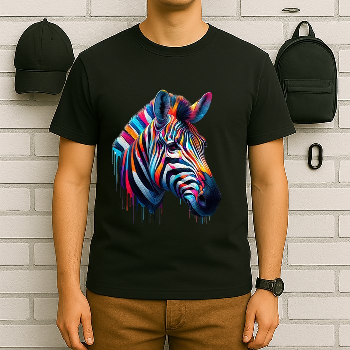 Colorful Zebra Dripping T-Shirt