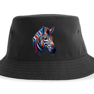 Colorful Zebra Dripping Sustainable Bucket Hat