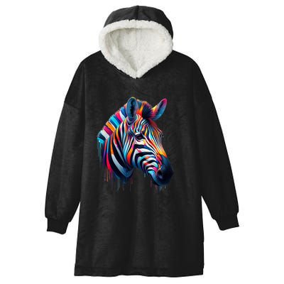 Colorful Zebra Dripping Hooded Wearable Blanket