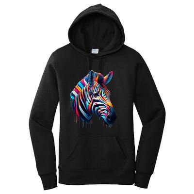 Colorful Zebra Dripping Women's Pullover Hoodie