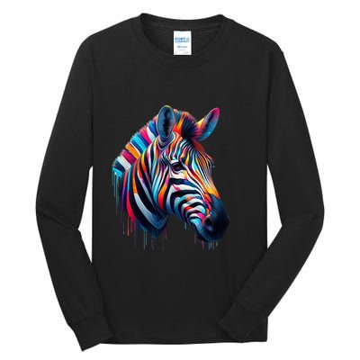 Colorful Zebra Dripping Tall Long Sleeve T-Shirt