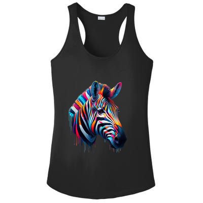 Colorful Zebra Dripping Ladies PosiCharge Competitor Racerback Tank