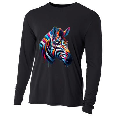 Colorful Zebra Dripping Cooling Performance Long Sleeve Crew