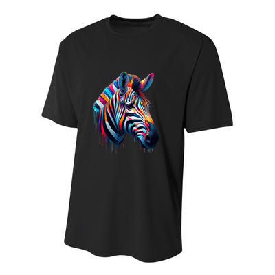 Colorful Zebra Dripping Youth Performance Sprint T-Shirt