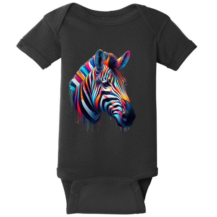 Colorful Zebra Dripping Baby Bodysuit