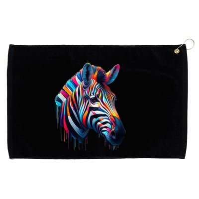 Colorful Zebra Dripping Grommeted Golf Towel