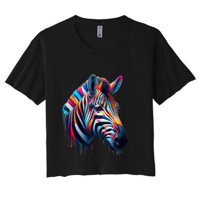 Colorful Zebra Dripping Crop Top