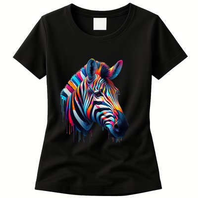 Colorful Zebra Dripping Womens T-Shirt
