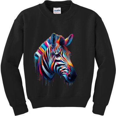 Colorful Zebra Dripping Kids Sweatshirt