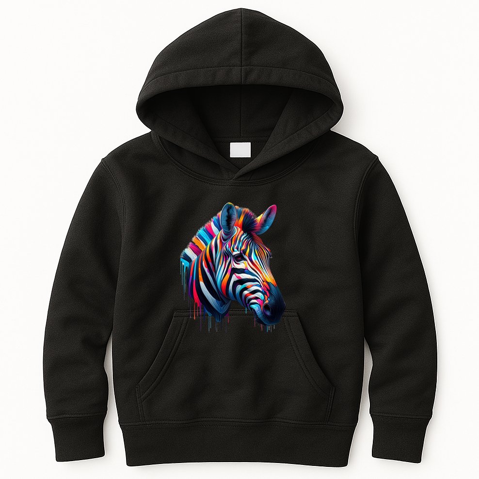 Colorful Zebra Dripping Kids Hoodie