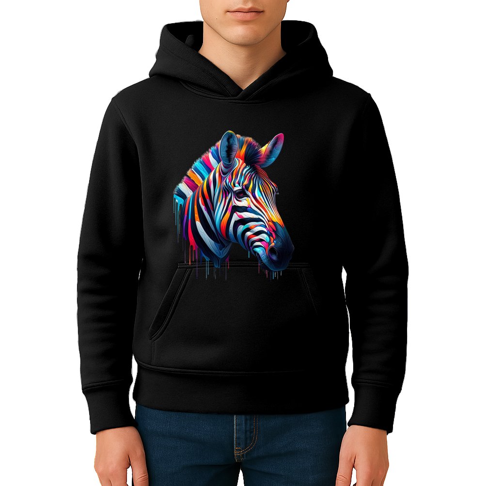 Colorful Zebra Dripping Kids Hoodie