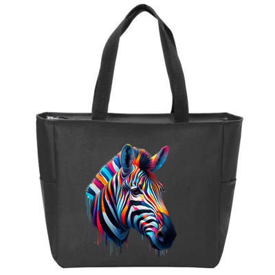 Colorful Zebra Dripping Zip Tote Bag