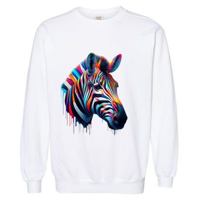 Colorful Zebra Dripping Garment-Dyed Sweatshirt