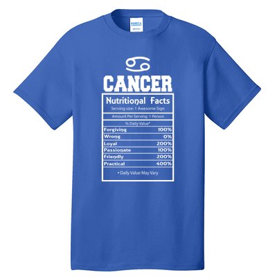 Cancer Zodiac Funny Nutritional Facts Astrology Cool Gift Tall T-Shirt