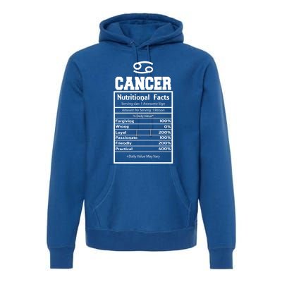 Cancer Zodiac Funny Nutritional Facts Astrology Cool Gift Premium Hoodie