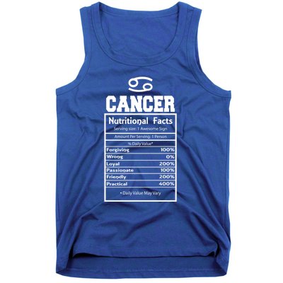 Cancer Zodiac Funny Nutritional Facts Astrology Cool Gift Tank Top