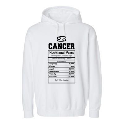 Cancer Zodiac Funny Nutritional Facts Astrology Cool Gift Garment-Dyed Fleece Hoodie