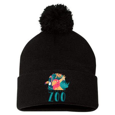 Columbus Zoo Funny Zookeeper Pom Pom 12in Knit Beanie