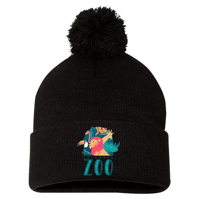 Columbus Zoo Funny Zookeeper Pom Pom 12in Knit Beanie