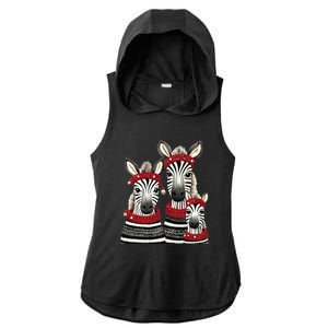 Christmas Zebra Family Matching Outfit Ladies PosiCharge Tri-Blend Wicking Draft Hoodie Tank