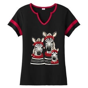 Christmas Zebra Family Matching Outfit Ladies Halftime Notch Neck Tee