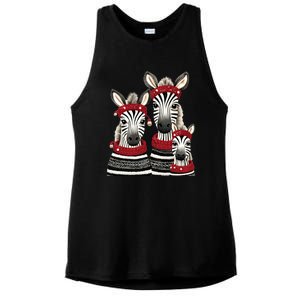 Christmas Zebra Family Matching Outfit Ladies PosiCharge Tri-Blend Wicking Tank