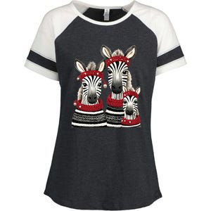 Christmas Zebra Family Matching Outfit Enza Ladies Jersey Colorblock Tee