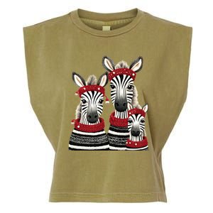 Christmas Zebra Family Matching Outfit Garment-Dyed Women's Muscle Tee