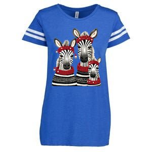 Christmas Zebra Family Matching Outfit Enza Ladies Jersey Football T-Shirt