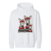 Christmas Zebra Family Matching Outfit Garment-Dyed Fleece Hoodie