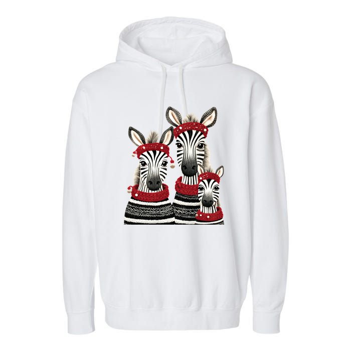 Christmas Zebra Family Matching Outfit Garment-Dyed Fleece Hoodie