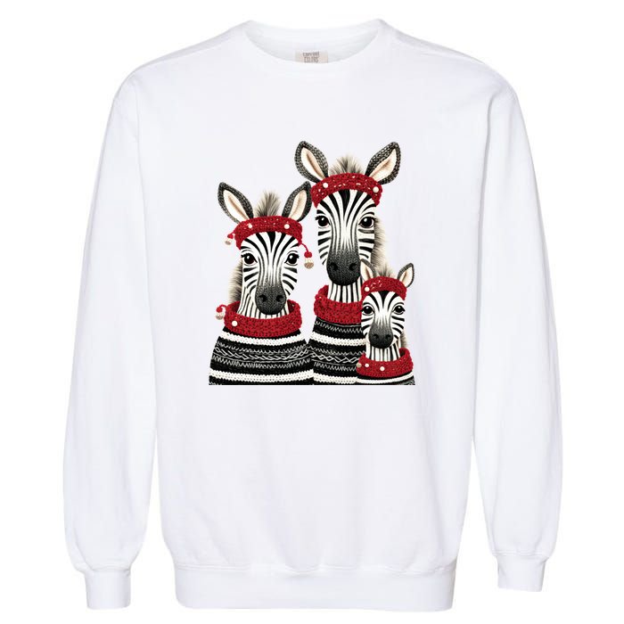 Christmas Zebra Family Matching Outfit Garment-Dyed Sweatshirt