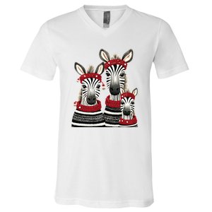 Christmas Zebra Family Matching Outfit V-Neck T-Shirt