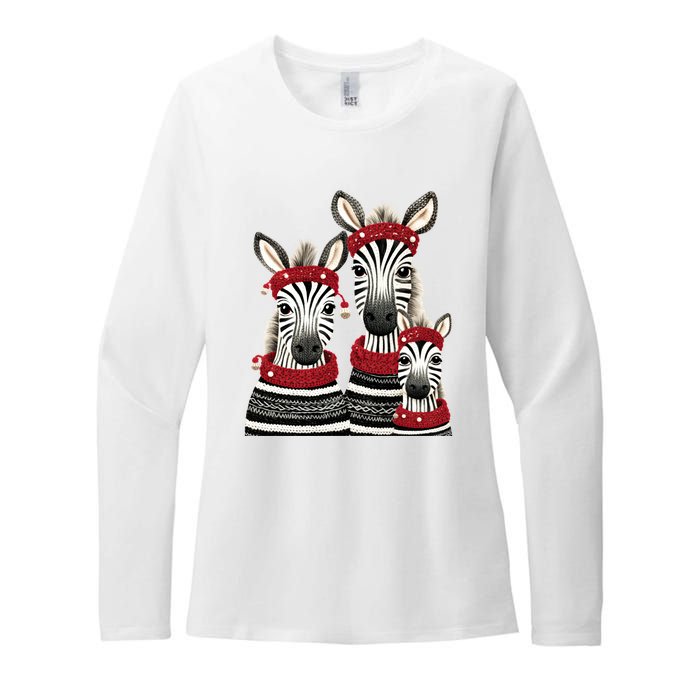 Christmas Zebra Family Matching Outfit Womens CVC Long Sleeve Shirt