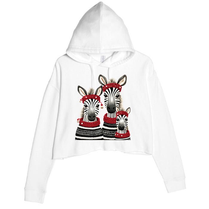 Christmas Zebra Family Matching Outfit Crop Fleece Hoodie