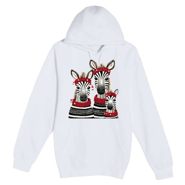 Christmas Zebra Family Matching Outfit Premium Pullover Hoodie