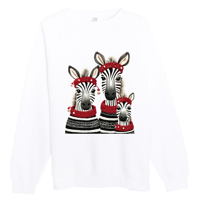 Christmas Zebra Family Matching Outfit Premium Crewneck Sweatshirt