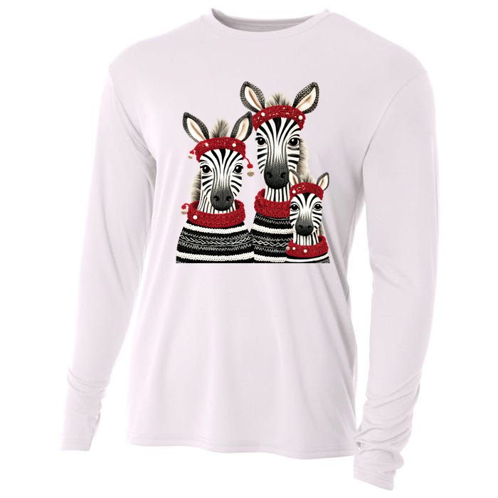 Christmas Zebra Family Matching Outfit Cooling Performance Long Sleeve Crew