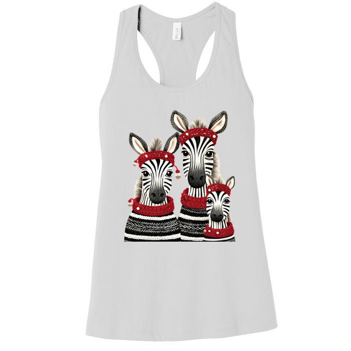 Christmas Zebra Family Matching Outfit Women's Racerback Tank