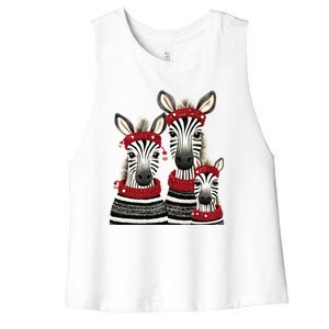 Christmas Zebra Family Matching Outfit Women's Racerback Cropped Tank