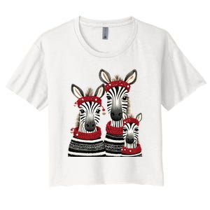 Christmas Zebra Family Matching Outfit Women's Crop Top Tee