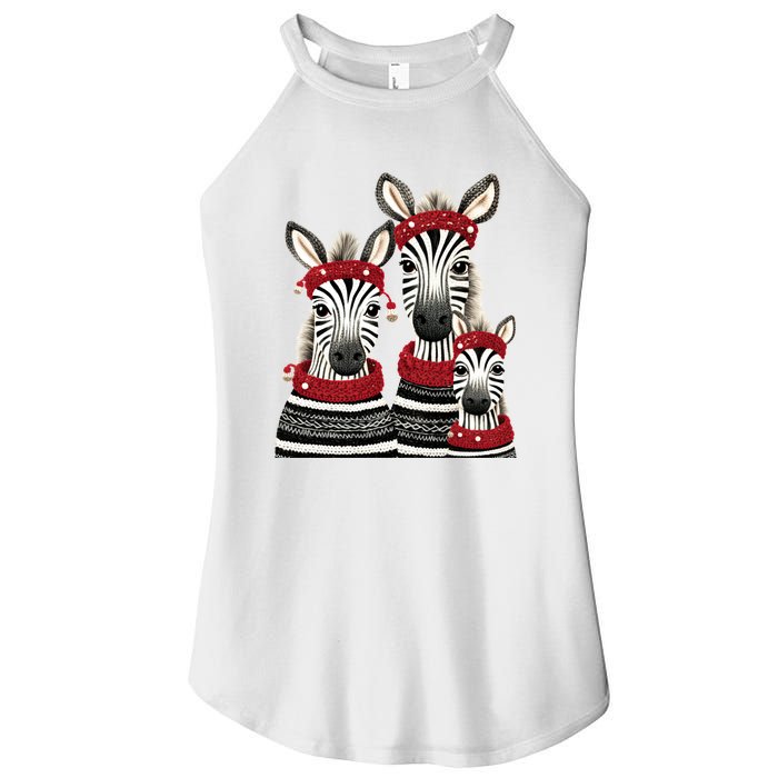 Christmas Zebra Family Matching Outfit Women's Perfect Tri Rocker Tank