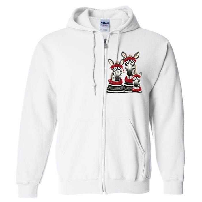 Christmas Zebra Family Matching Outfit Full Zip Hoodie