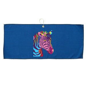 Colorful Zebra Head Wildlife Biologist Zookeeper Zoologist Large Microfiber Waffle Golf Towel