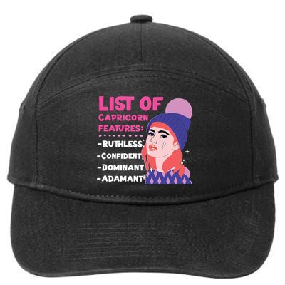 Capricorn Zodiac: List Of Capricorn Features Gift 7-Panel Snapback Hat