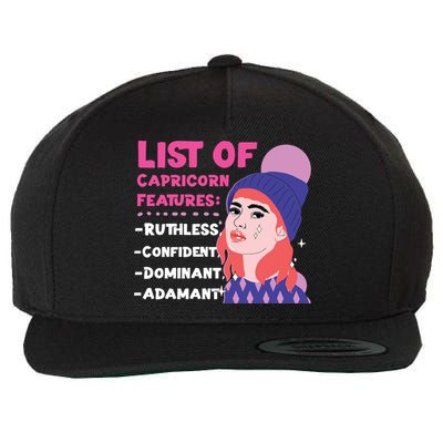 Capricorn Zodiac: List Of Capricorn Features Gift Wool Snapback Cap