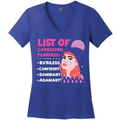 Capricorn Zodiac: List Of Capricorn Features Gift Women's V-Neck T-Shirt