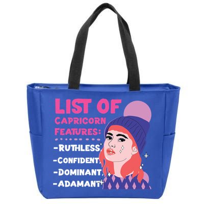 Capricorn Zodiac: List Of Capricorn Features Gift Zip Tote Bag