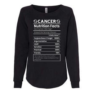 Cancer Zodiac Nutrition Facts Womens California Wash Sweatshirt